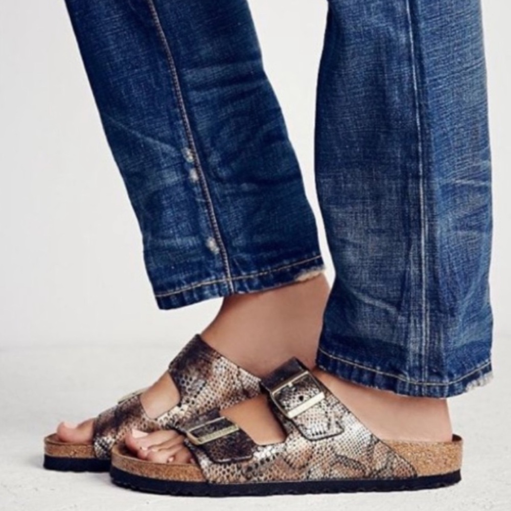 Birkenstock Arizona Python Gold Sandals - Picture 10 of 10